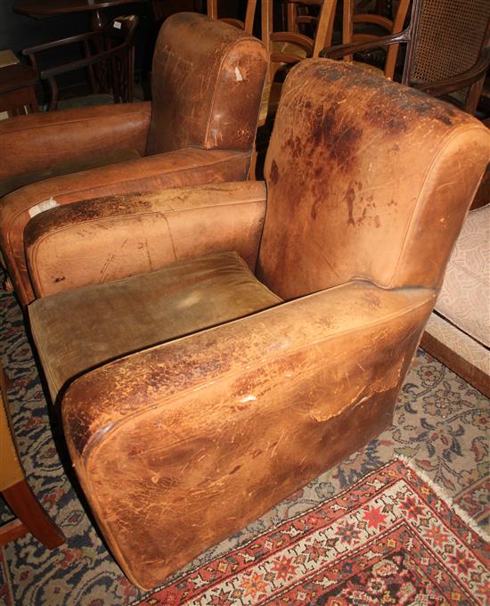 Pair leather armchairs